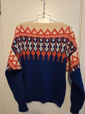 Vintage 80s Santis of Switzerland Wool Chunky Knit Ski Sweater